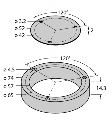 Aluminium protecting ring and shielding plateдля индуктивных датчиков угла поворота Ri-QR24 - M4-QR24