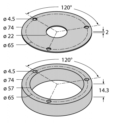 Aluminium protecting ring and shielding plateдля индуктивных датчиков угла поворота Ri-QR24 - M3-QR24
