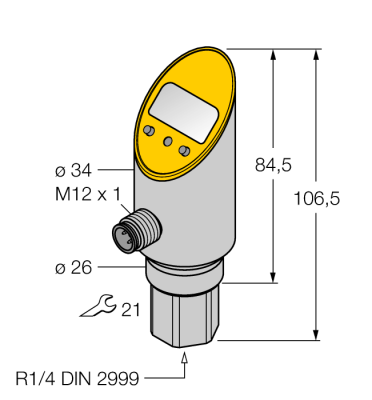 Pressure sensorс токовым и транзисторным pnp/npn дискретным выходом выход 2 настраивается как дискретный - PS025V-311-LI2UPN8X-H1141