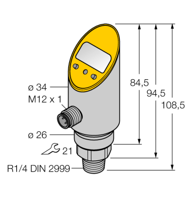Pressure sensorс токовым и транзисторным pnp/npn дискретным выходом выход 2 настраивается как дискретный - PS025V-310-LI2UPN8X-H1141