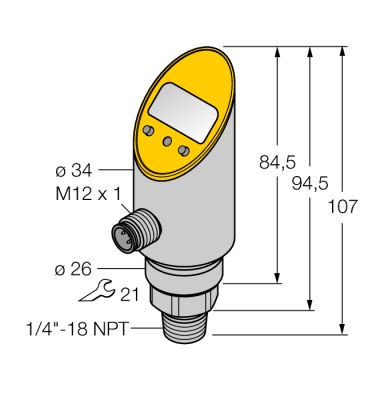 Pressure sensorс токовым и транзисторным pnp/npn дискретным выходом выход 2 настраивается как дискретный - PS01VR-303-LI2UPN8X-H1141