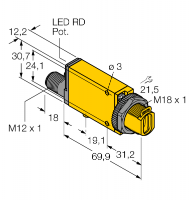 Фотоэлектрический датчикСтеклянный оптоволоконный датчик - MIAD9FQ