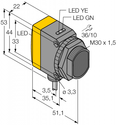 Фотоэлектрический датчикДиффузионный датчик с настраиваемым подавлением переднего фона - QS30AFF400