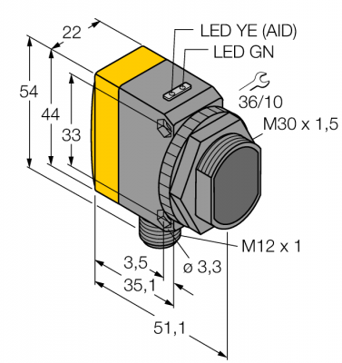Фотоэлектрический датчикДиффузионный датчик с настраиваемым подавлением переднего фона - QS30AFF400Q