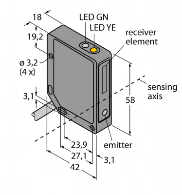 Фотоэлектрический датчикдиффузионный датчик с фиксированным подавлением фона - QMT42VP6FF1000
