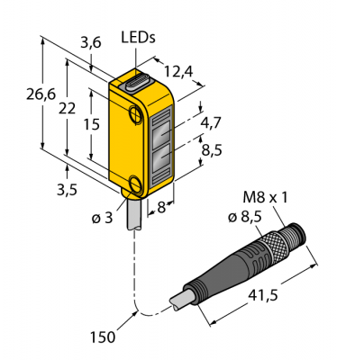Фотоэлектрический датчикоппозитный датчик (излучатель/приемник)миниатюрный датчик - Q12RB6RQ