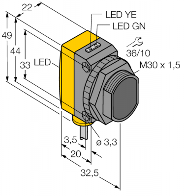 Фотоэлектрический датчикоппозитный датчик (излучатель/приемник) - QS30R