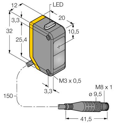 Фотоэлектрический датчикдиффузионный датчик с фиксированным подавлением фона - Q20PFF50Q