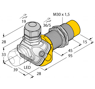 Индуктивный датчикдля пищевой индустрии - NI30U-EM30WDTC-AP6X