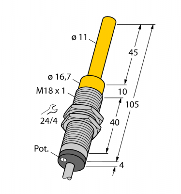Индуктивный датчикс аналоговым выходом - WI40-M18-LIU5