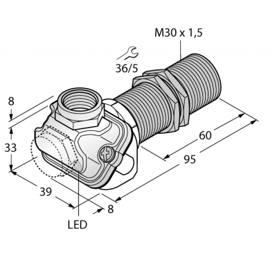 Индуктивный датчикдля пищевой индустрии - BI15U-EM30WDTC-AP6X