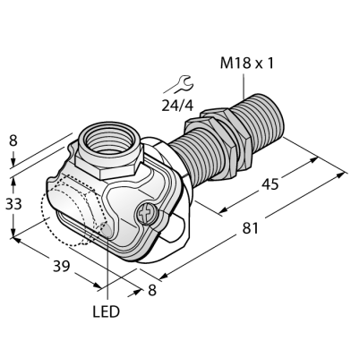 Индуктивный датчикдля пищевой промышленности - BI8U-EM18WDTC-AP6X