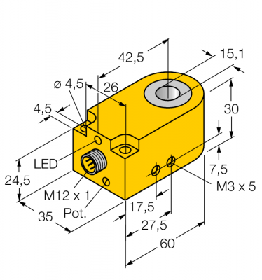 индуктивный датчикКольцевой датчик - BI15R-W30-DAN6X-H1141