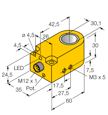 индуктивный датчикКольцевой датчик - BI30R-W30-DAP6X-H1141