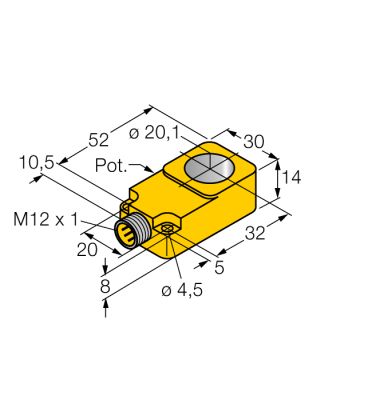 Индуктивный датчикс аналоговым выходом - BI20R-Q14-LU-H1141
