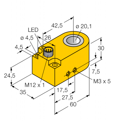 индуктивный датчикКольцевой датчик - BI20R-W30S-AP6X-H1141