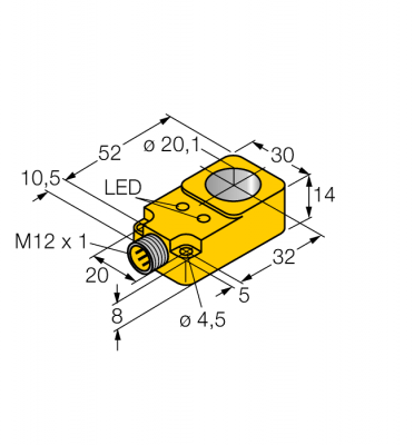 индуктивный датчикКольцевой датчик - BI20R-Q14-AN6X2-H1141