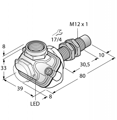 Индуктивный датчикдля пищевой индустрии - NI10U-EM12WDTC-AP6X