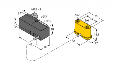 индуктивный датчикКомплект мониторинга для сварочных клещей - NI1,5-VEP-2AP6-0,185-FS4.4X3/S304