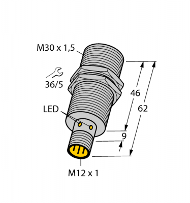 Индуктивный датчикдля использования в бортовой сети автомобилей - BI15-EM30-AP45XLD-H1141